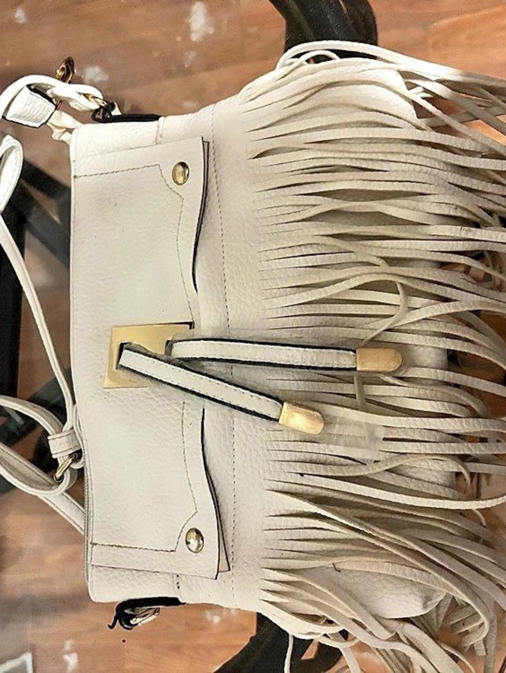 Fringe Shoulder Bag in White